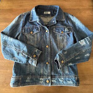 Rehab Denim Jean Jacket Punk‎ Rock Lace Cross On Back Womens Small